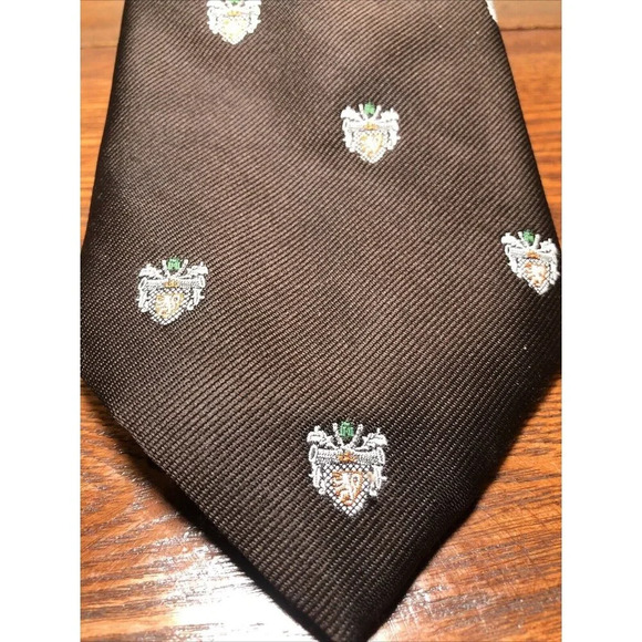 Vintage Sears The Men's Store Tie Arc De Triomphe Brown Crest Coat Of Arms 4x53 - Picture 2 of 7